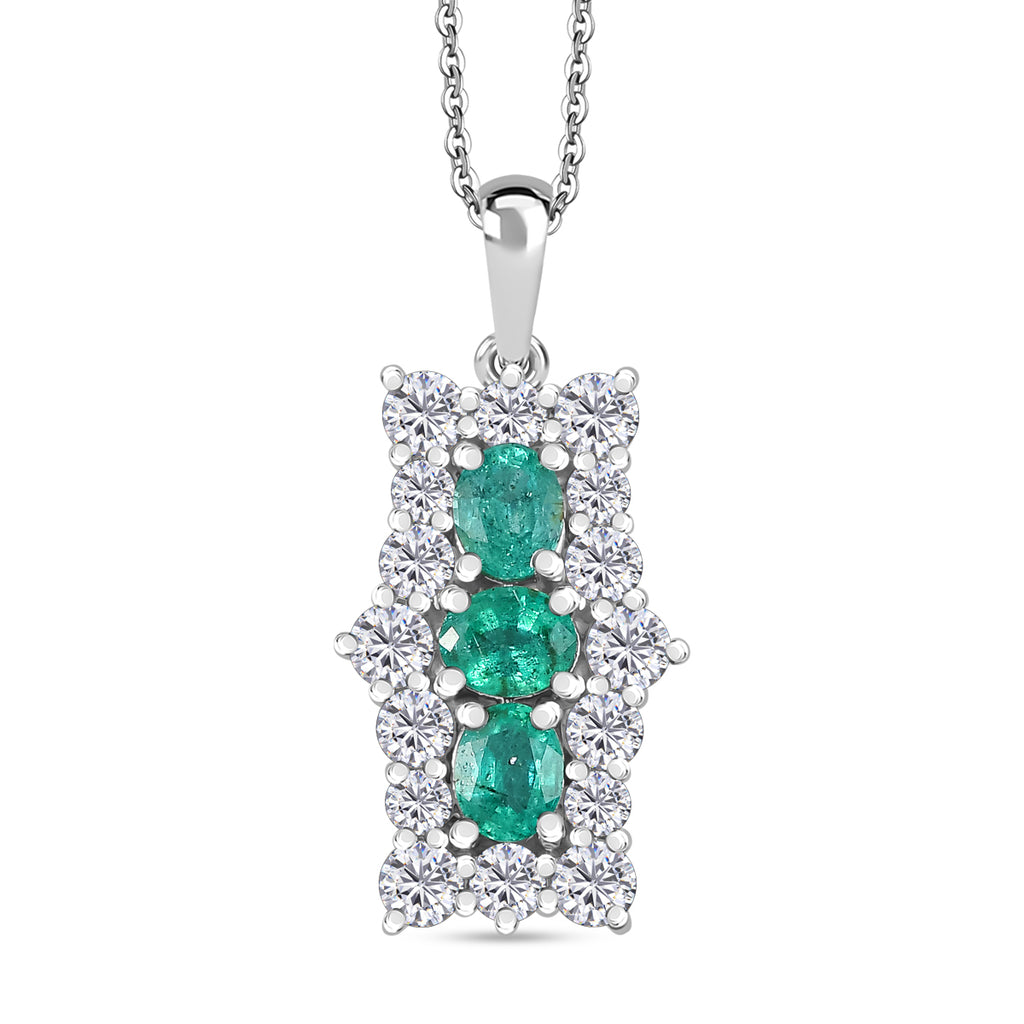 AAA Smaragd, Moissanit Schmuckset 925 Silber rhodiniert ca. 2,47 ct.