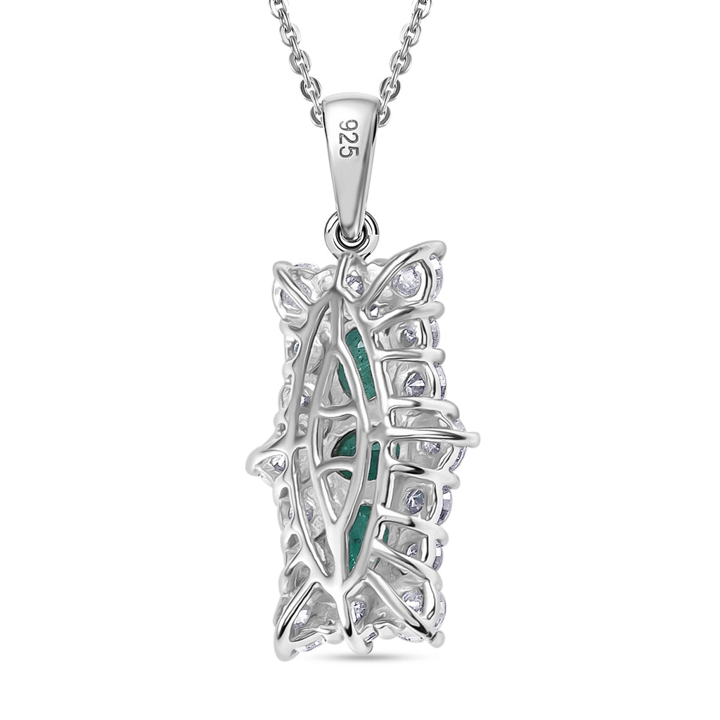 AAA Smaragd, Moissanit Schmuckset 925 Silber rhodiniert ca. 2,47 ct.