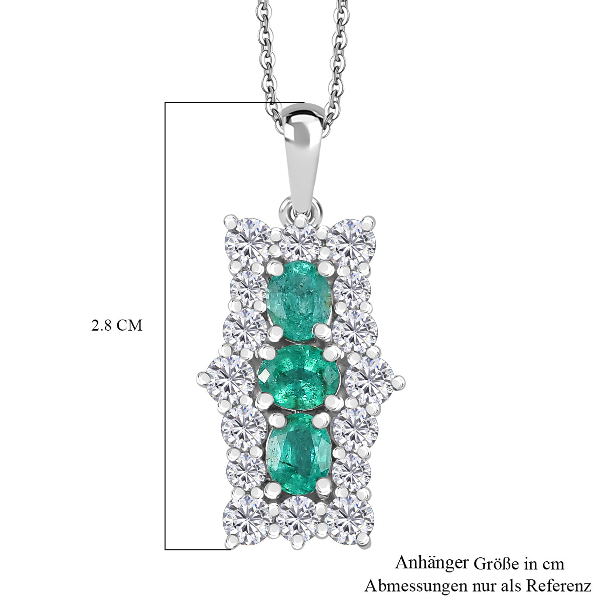AAA Smaragd, Moissanit Schmuckset 925 Silber rhodiniert ca. 2,47 ct.