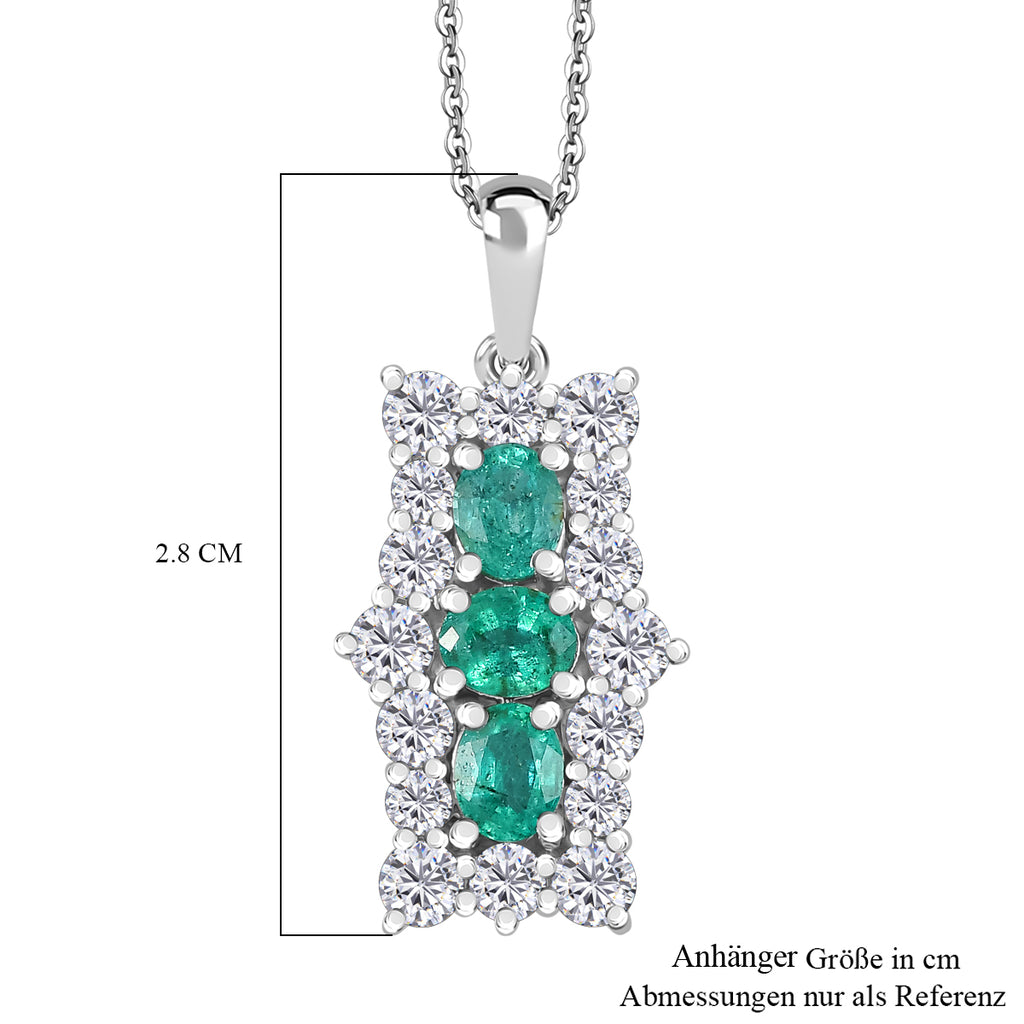 AAA Smaragd, Moissanit Schmuckset 925 Silber rhodiniert ca. 2,47 ct.
