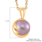 Lila Edison Perle Anhänger mit Kette, Messing, Reiner Edelstahl, vergoldet
