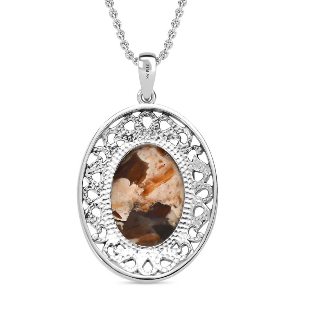 Der Schimmer der Natur - Erdnuss Holz Jaspis Schmuckset Edelstahl ca. 9.50 ct