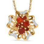 AAAA Blaze-Feueropal Schmuckset 925 Silber 750 Gelb Vergoldet ca. 0,58 ct.