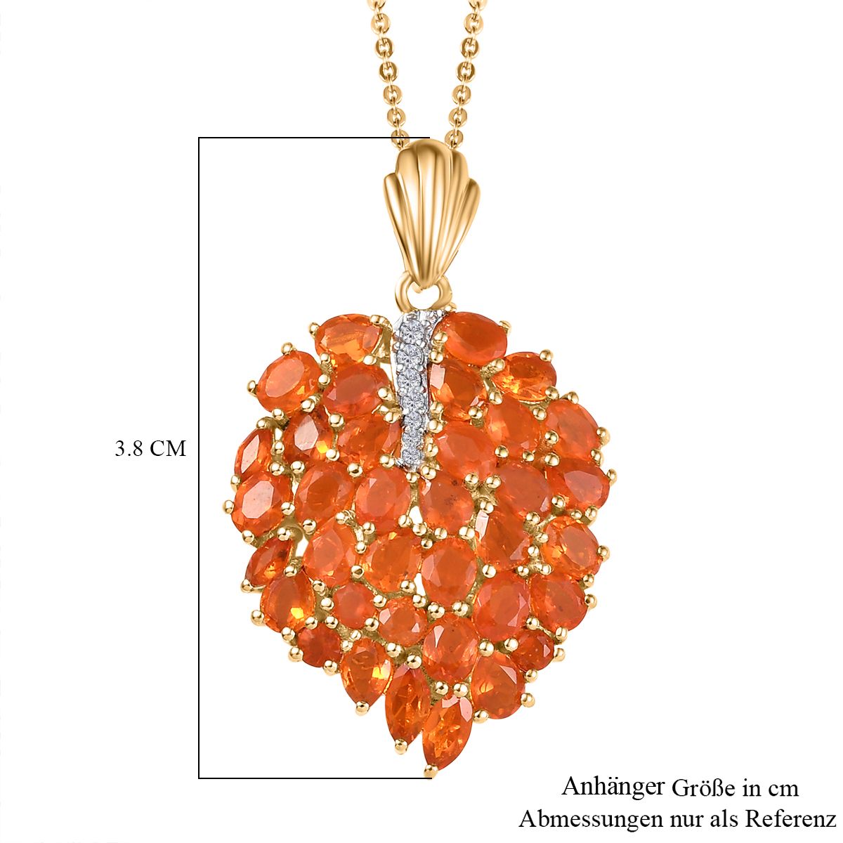 Blaze Feueropal Anhänger mit Kette ca. 45 cm, 925 Silber 750 Gelbgold Vermeil ca. 3.56 ct