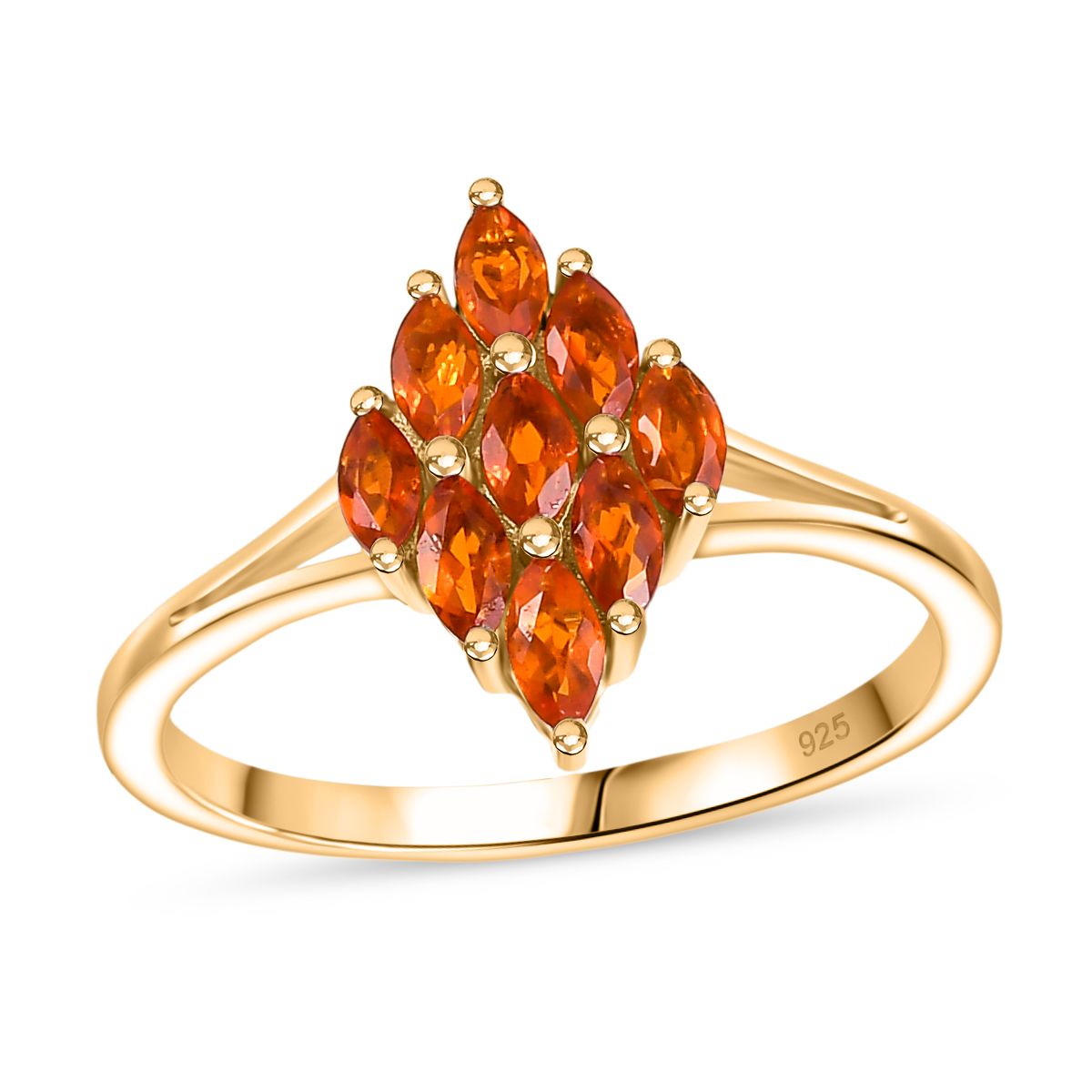 2er Set - Blaze Feueropal Anhänger und Ring, Größe (16.00), 925 Silber 750 Gelbgold Vermeil ca. 1.16 ct