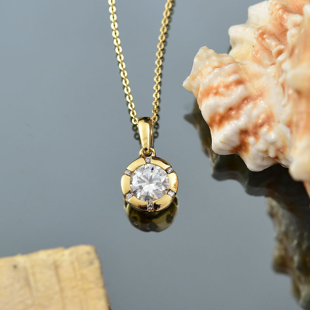 Moissanit Schmuckset 925 Silber vergoldet ca. 1,27 ct.