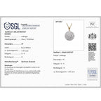 LUXURIANT SGL zertifizierter SI-GH Labor Diamant Anhänger mit 50cm Kette, 925 Silber Gelbgold Vermeil - 1 ct.
