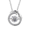 LUSTRO STELLA - Weißer Zirkonia Drachen Anhänger, 925 Silber rhodiniert mit 316L Edelstahl ca. 50 cm Kette