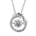 LUSTRO STELLA - Weißer Zirkonia Drachen Anhänger, 925 Silber rhodiniert mit 316L Edelstahl ca. 50 cm Kette