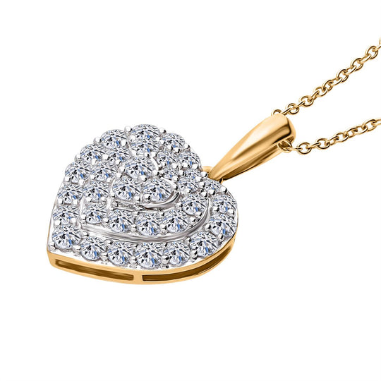 LUXURIANT DIAMOND - Lab Grown Diamant SI-GH SGL zertifiziert Anhänger mit Kette, 925 Silber Gelbgold Vermeil ca. 1.00 ct