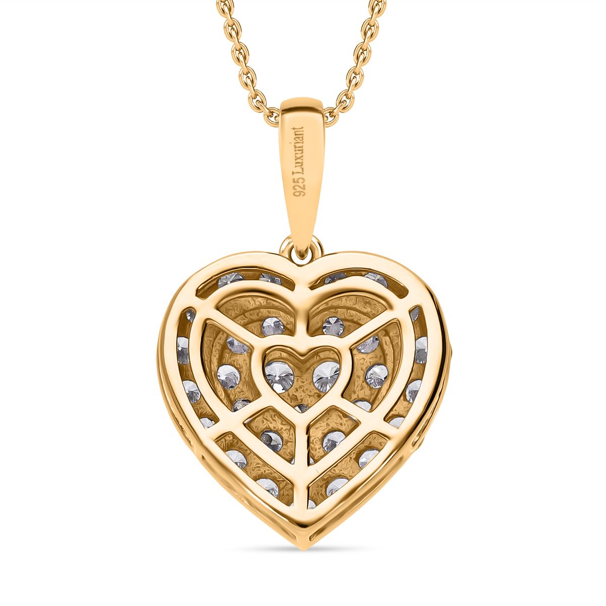 LUXURIANT DIAMOND - Lab Grown Diamant SI-GH SGL zertifiziert Anhänger mit Kette, 925 Silber Gelbgold Vermeil ca. 1.00 ct