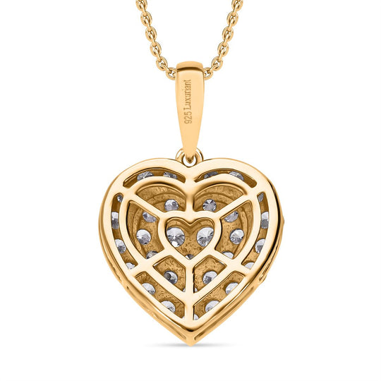 LUXURIANT DIAMOND - Lab Grown Diamant SI-GH SGL zertifiziert Anhänger mit Kette, 925 Silber Gelbgold Vermeil ca. 1.00 ct