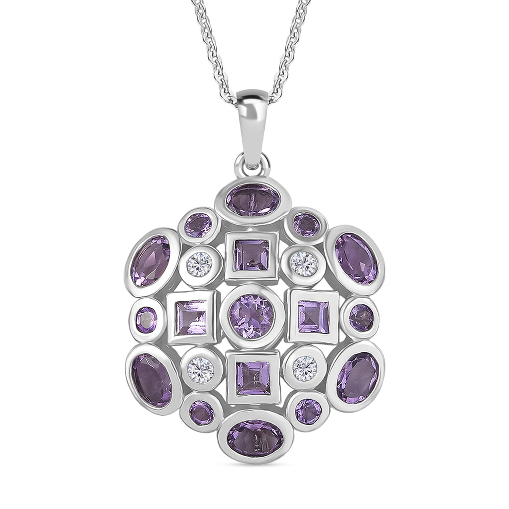 AA Rose De France Amethyst Schmuckset 925 Silber platiniert ca. 2,91 ct.