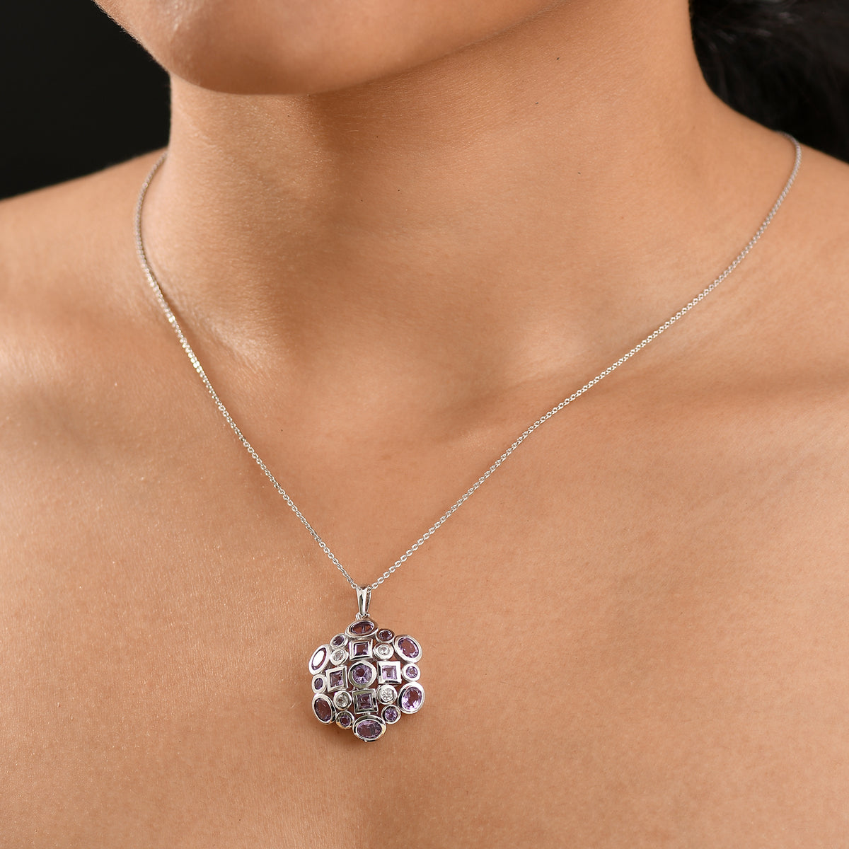 AA Rose De France Amethyst Schmuckset 925 Silber platiniert ca. 2,91 ct.