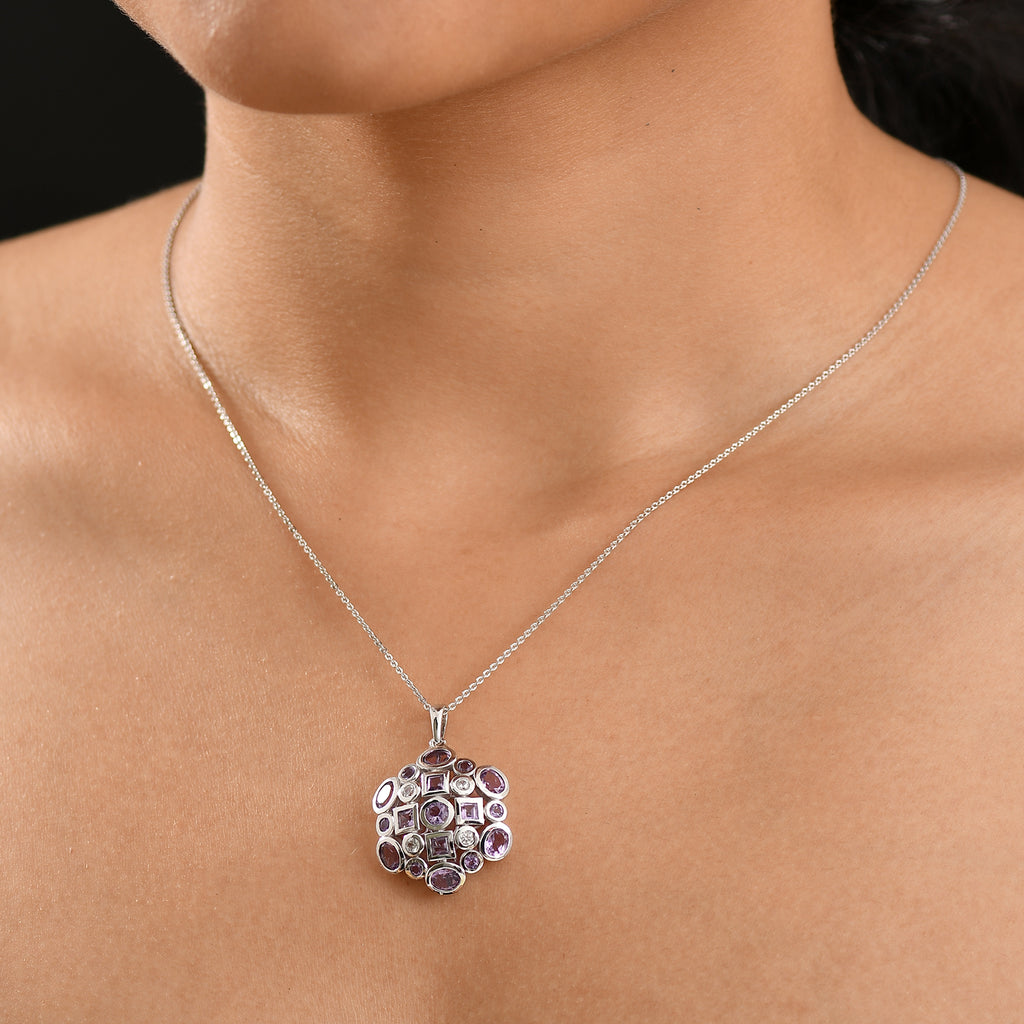 AA Rose De France Amethyst Schmuckset 925 Silber platiniert ca. 2,91 ct.