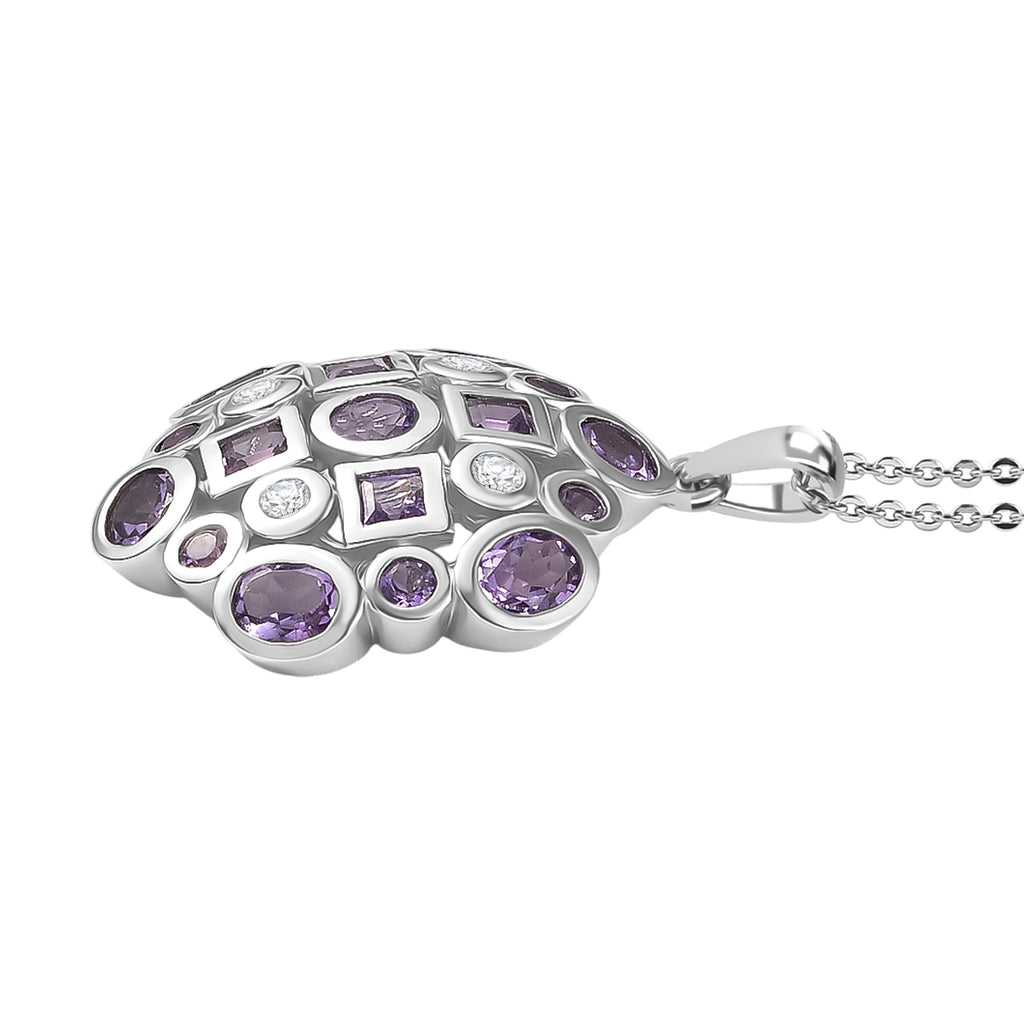 AA Rose De France Amethyst Schmuckset 925 Silber platiniert ca. 2,91 ct.