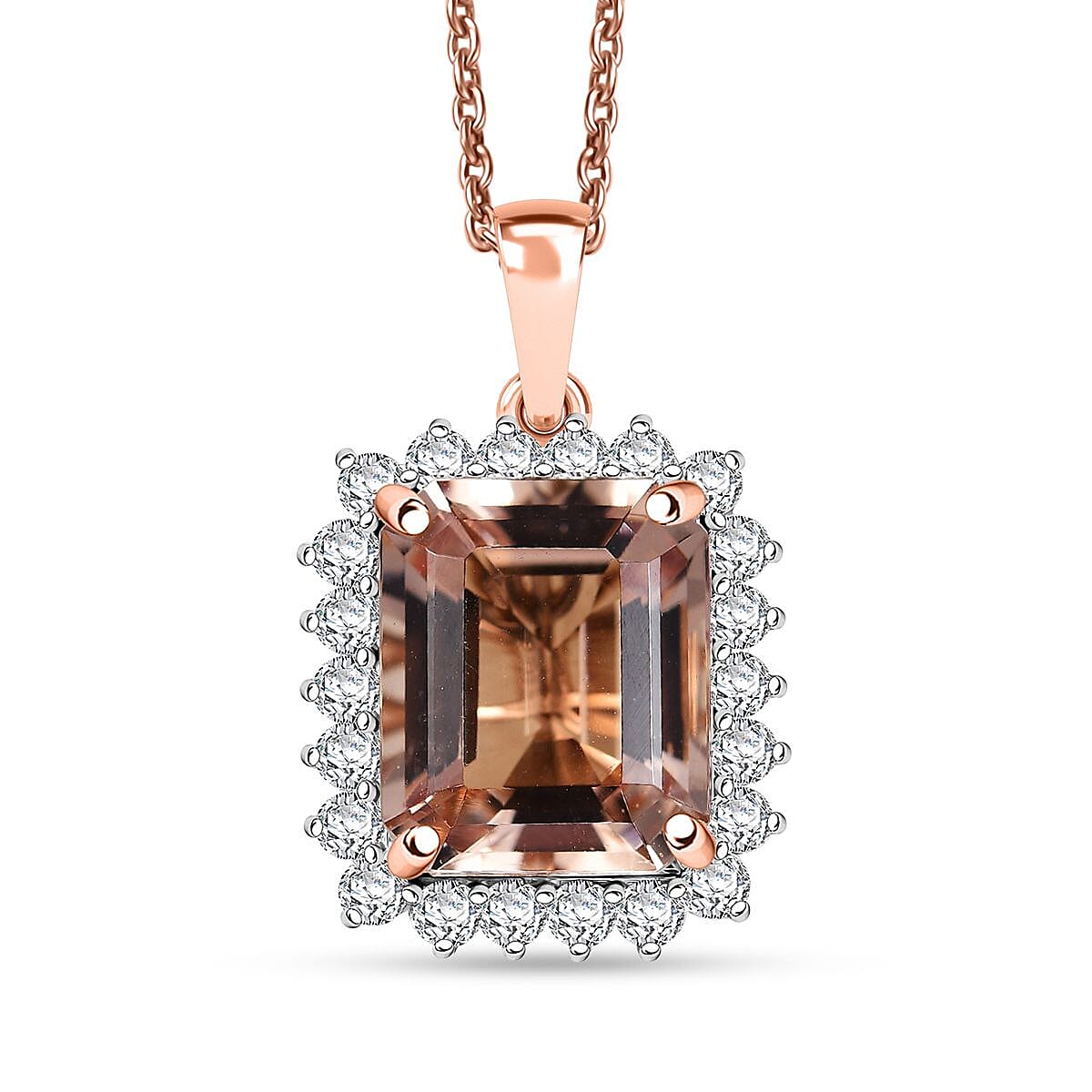 LUXORO AAA Morganit, Weißer Diamant Schmuckset ca. 50 cm 417 Gold ca. 6.95 ct