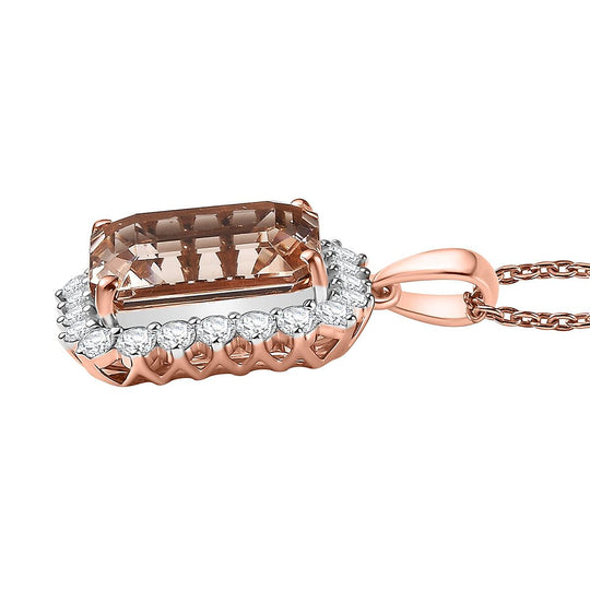 LUXORO AAA Morganit, Weißer Diamant Schmuckset ca. 50 cm 417 Gold ca. 6.95 ct