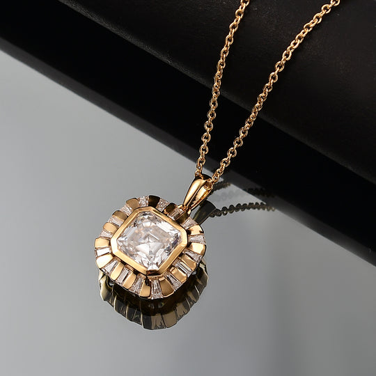 Djoy Moissanit Anhänger mit Kette ca. 45 cm, 925 Silber 750 Gelbgold Vermeil ca. 6.47 ct