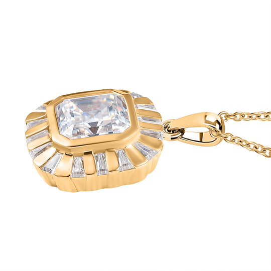 Djoy Moissanit Anhänger mit Kette ca. 45 cm, 925 Silber 750 Gelbgold Vermeil ca. 6.47 ct