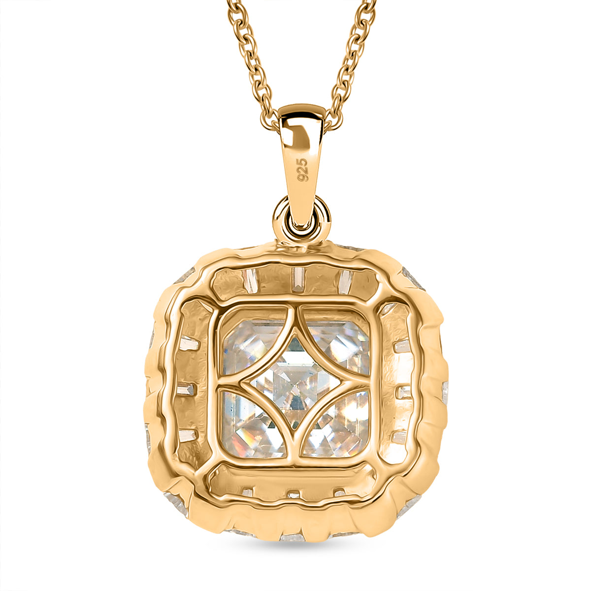 Djoy Moissanit Anhänger mit Kette ca. 45 cm, 925 Silber 750 Gelbgold Vermeil ca. 6.47 ct