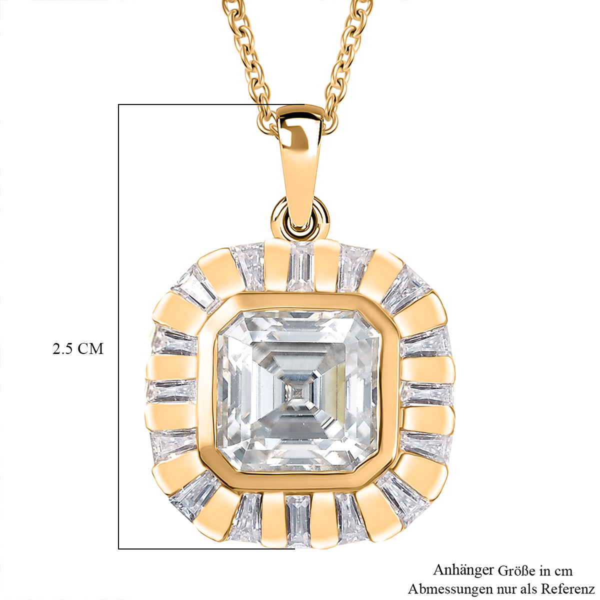Djoy Moissanit Anhänger mit Kette ca. 45 cm, 925 Silber 750 Gelbgold Vermeil ca. 6.47 ct