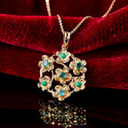 Kagem Sambischer Smaragd Schmuckset 925 Silber 750 Gelb Vergoldet ca. 0,40 ct.