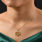 Kagem Sambischer Smaragd Schmuckset 925 Silber 750 Gelb Vergoldet ca. 0,40 ct.