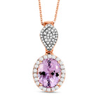 AAA Martha Rocha Kunzit und weißer Zirkon-Anhänger mit Kette, 925 Silber Roségold Vermeil ca. 5,61 ct