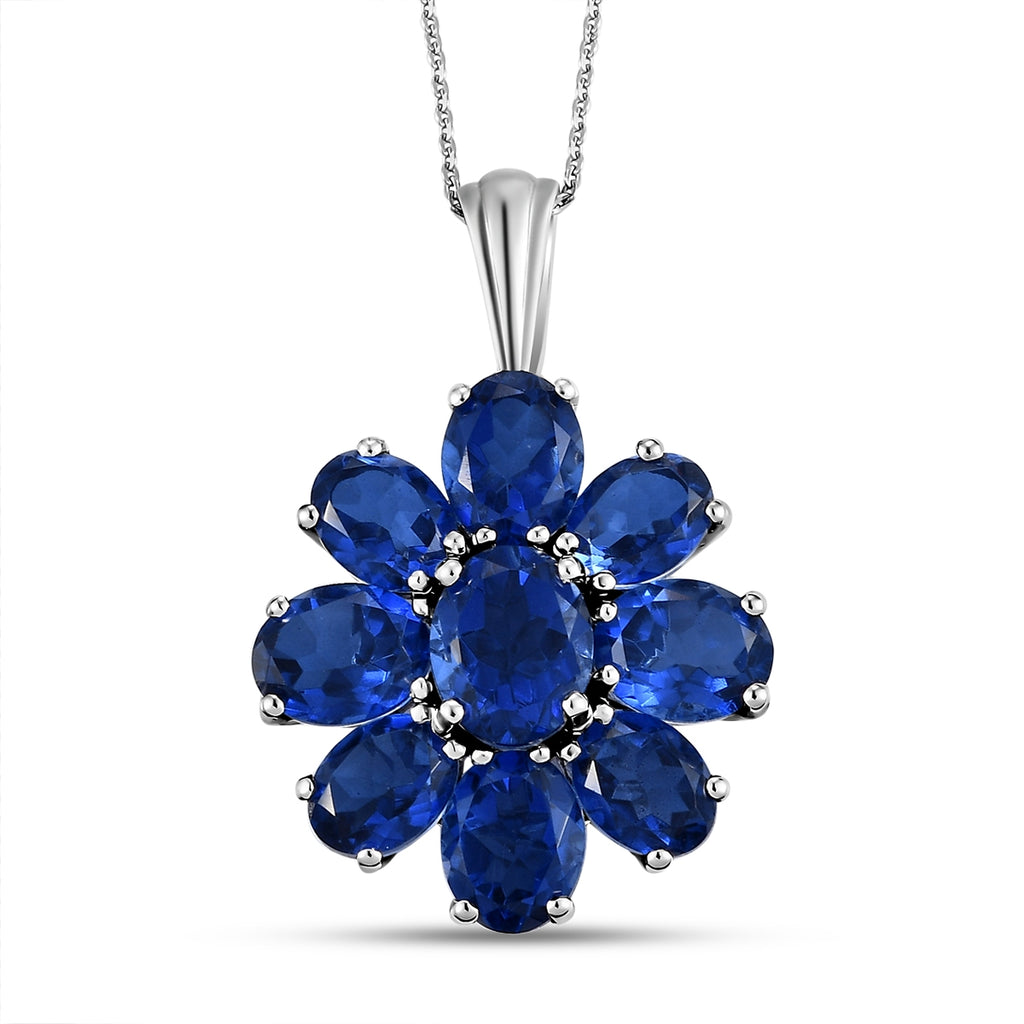 Ceylon Farbe Quarz-Anhänger mit Kette, 925 Silber platiniert ca. 17.04 ct