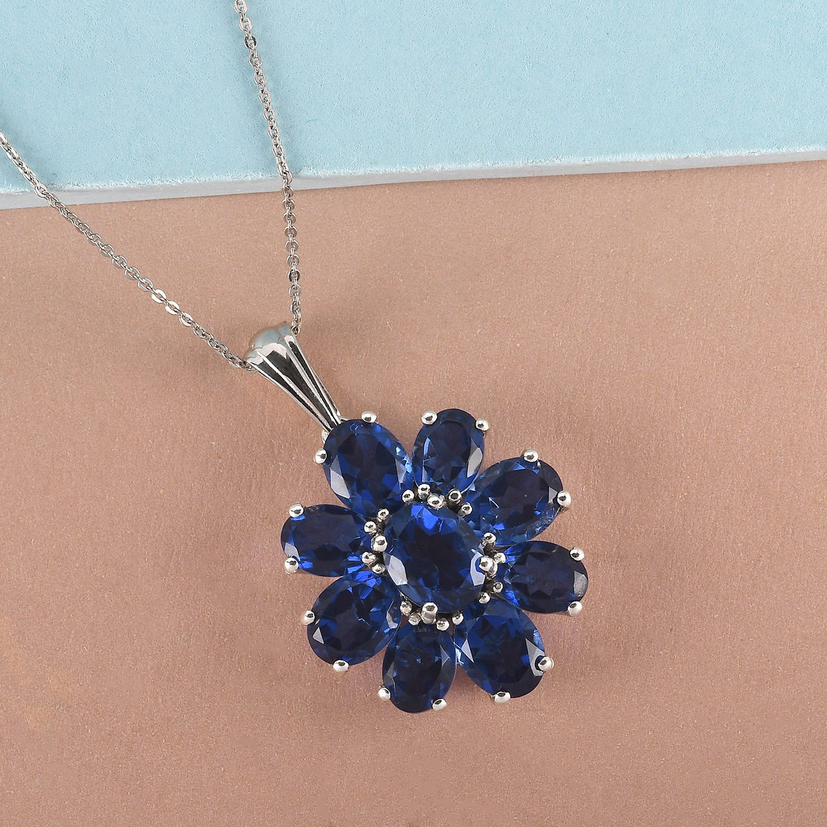 Ceylon Farbe Quarz-Anhänger mit Kette, 925 Silber platiniert ca. 17.04 ct
