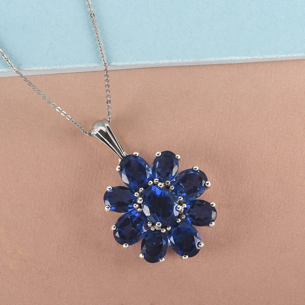 Ceylon Farbe Quarz-Anhänger mit Kette, 925 Silber platiniert ca. 17.04 ct