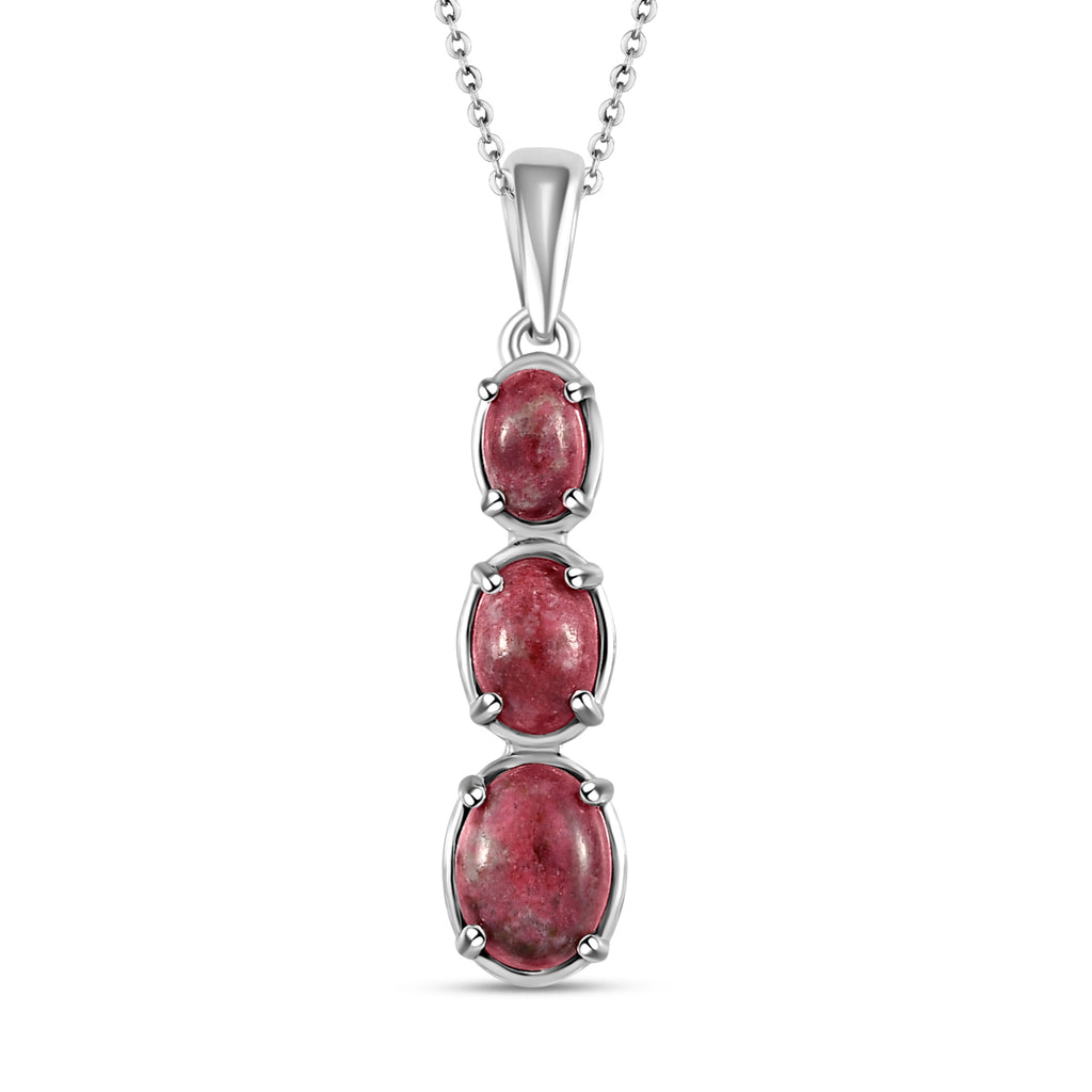Norwegischer Thulit-Anhänger mit Kette, 925 Silber platiniert ca. 2.93 ct