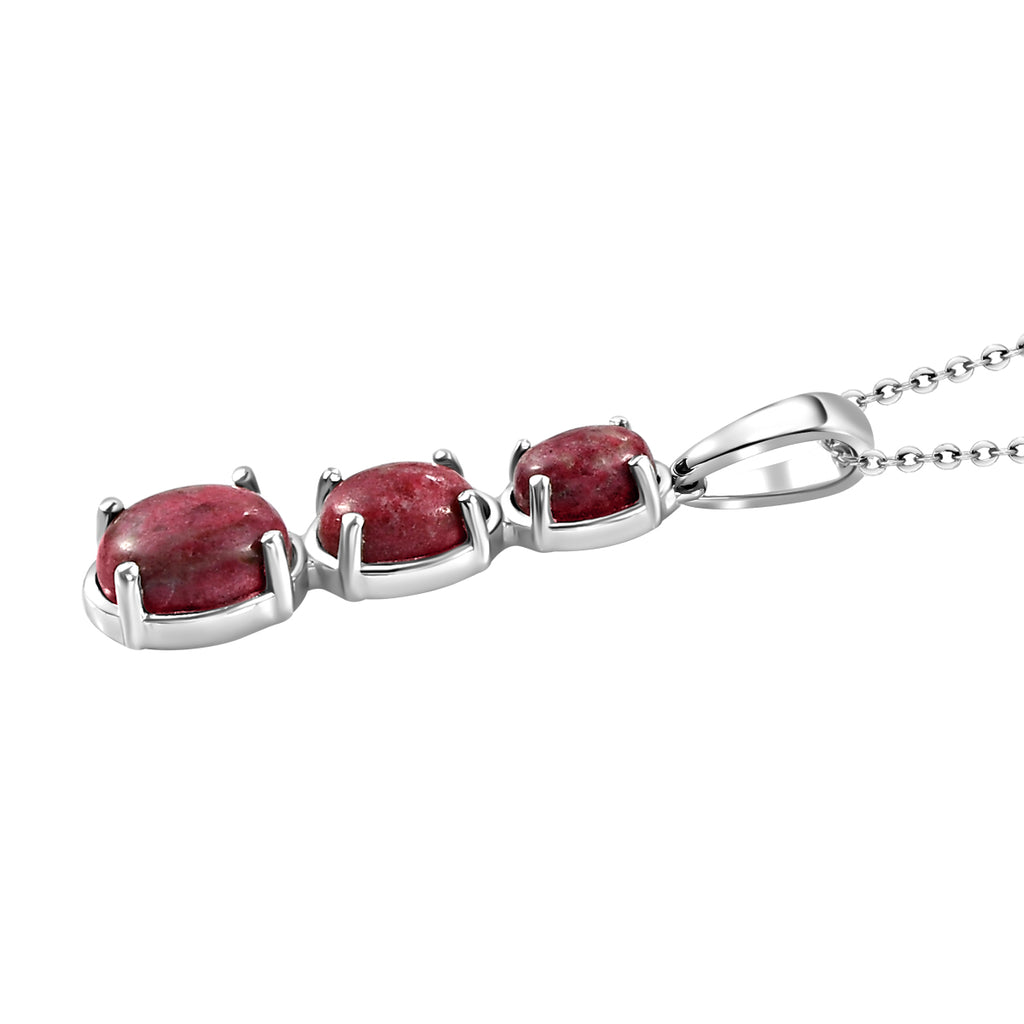 Norwegischer Thulit-Anhänger mit Kette, 925 Silber platiniert ca. 2.93 ct