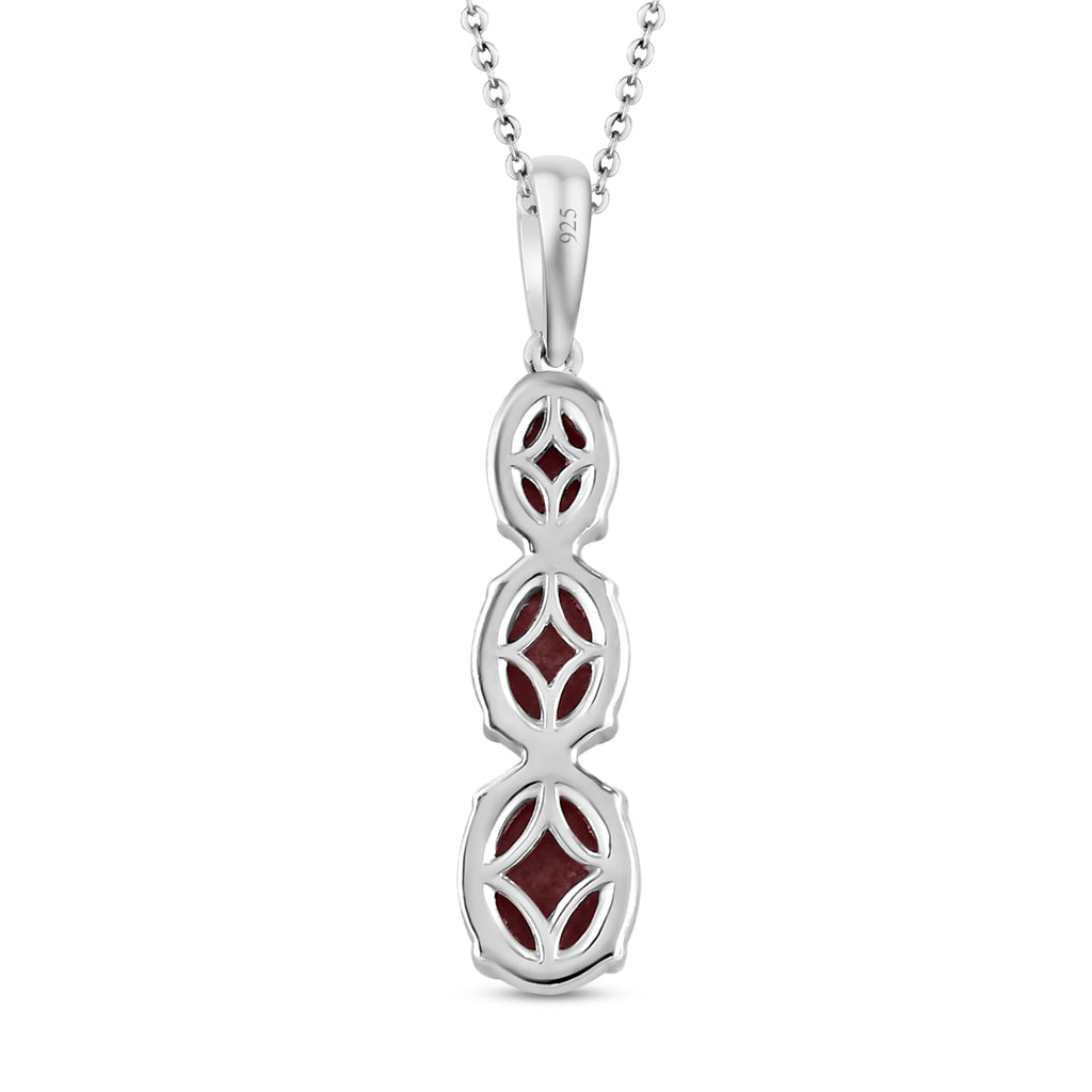 Norwegischer Thulit-Anhänger mit Kette, 925 Silber platiniert ca. 2.93 ct