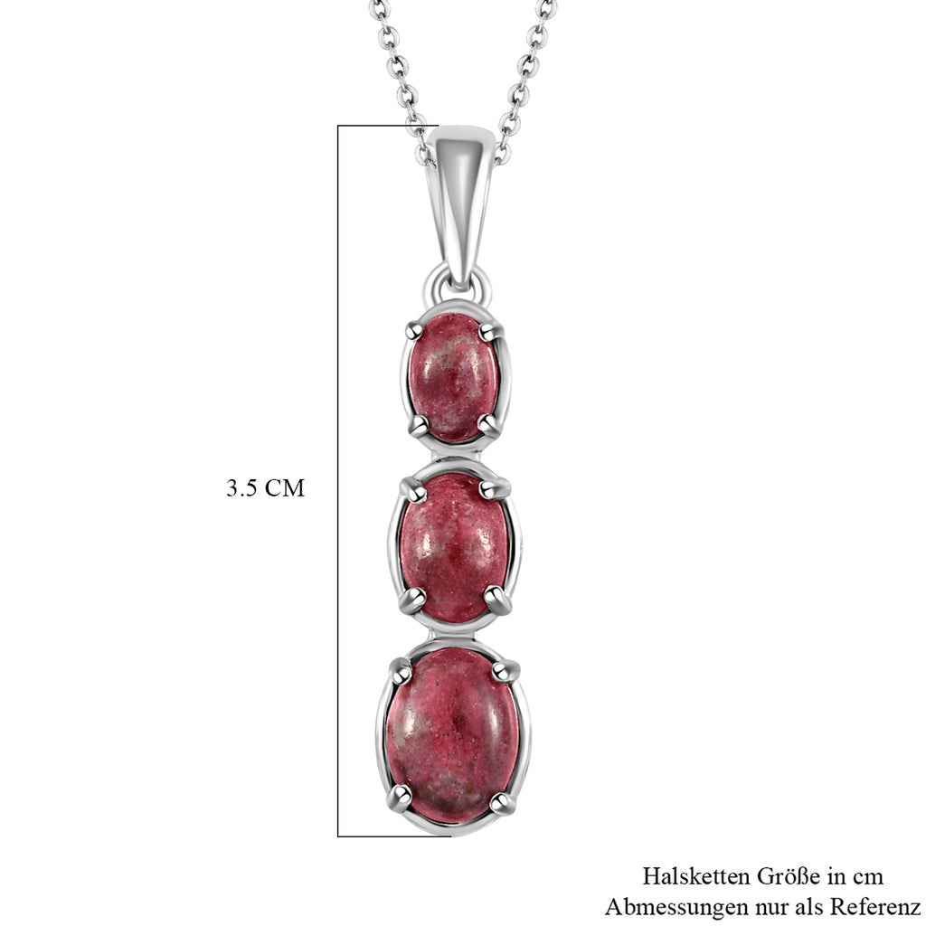 Norwegischer Thulit-Anhänger mit Kette, 925 Silber platiniert ca. 2.93 ct