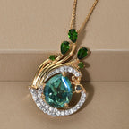 Pfau Triplett Quarz und natürlicher Chromdiopsid-Anhänger mit Kette, 925 Silber vergoldet ca. 5,79 ct