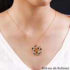 Natürlicher Mehrfach-Turmalin-Anhänger mit Kette, 925 Silber vergoldet ca. 3,35 ct