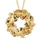 Natürlicher Mehrfach-Turmalin-Anhänger mit Kette, 925 Silber vergoldet ca. 3,35 ct