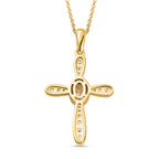 AAA Turkizit und weißer Zirkon Kreuz-Anhänger mit Kette, 925 Silber Gelbgold Vermeil ca. 0,79 ct