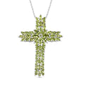 Natürlicher Peridot Kreuz-Anhänger mit Kette in Silber