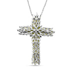Natürlicher Peridot Kreuz Anhänger mit Kette, ca. 50 cm, 925 Silber platiniert, ca. 9.05 ct