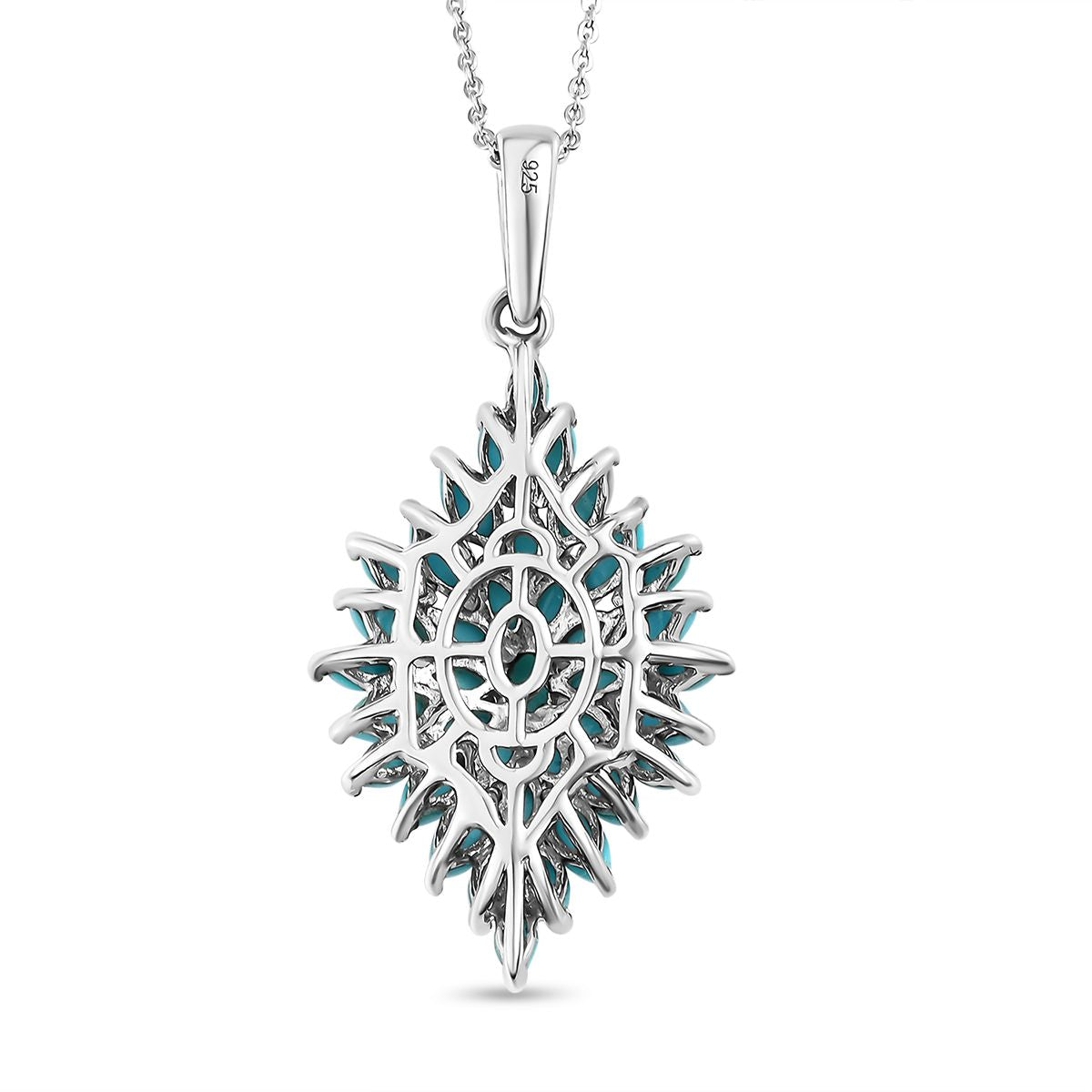 Amerikanischer, natürlicher Sleeping Beauty Türkis-Anhänger mit Kette, 925 Silber platiniert ca. 3.61 ct