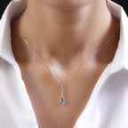 Äthiopischer Smaragd-Anhänger mit Kette, 925 Silber platiniert ca. 0.40 ct