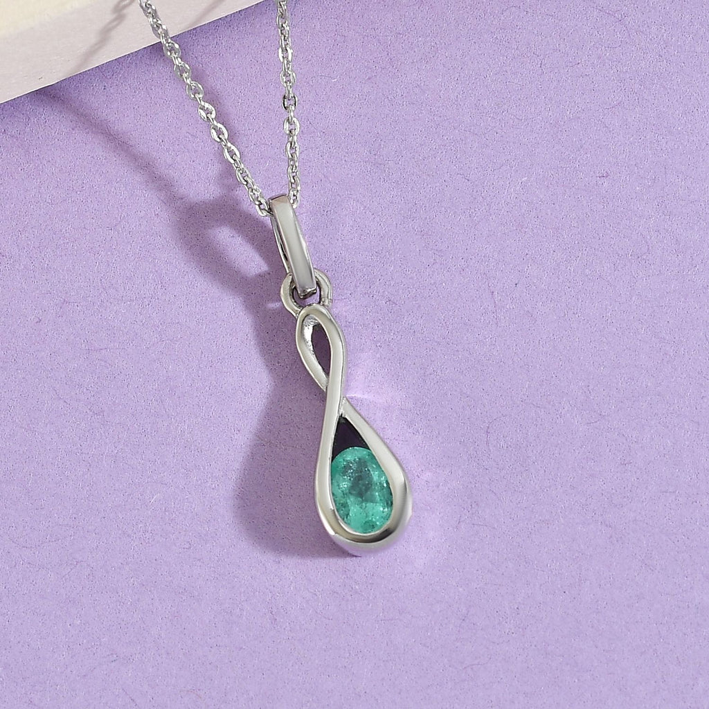 Äthiopischer Smaragd-Anhänger mit Kette, 925 Silber platiniert ca. 0.40 ct