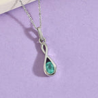 Äthiopischer Smaragd-Anhänger mit Kette, 925 Silber platiniert ca. 0.40 ct