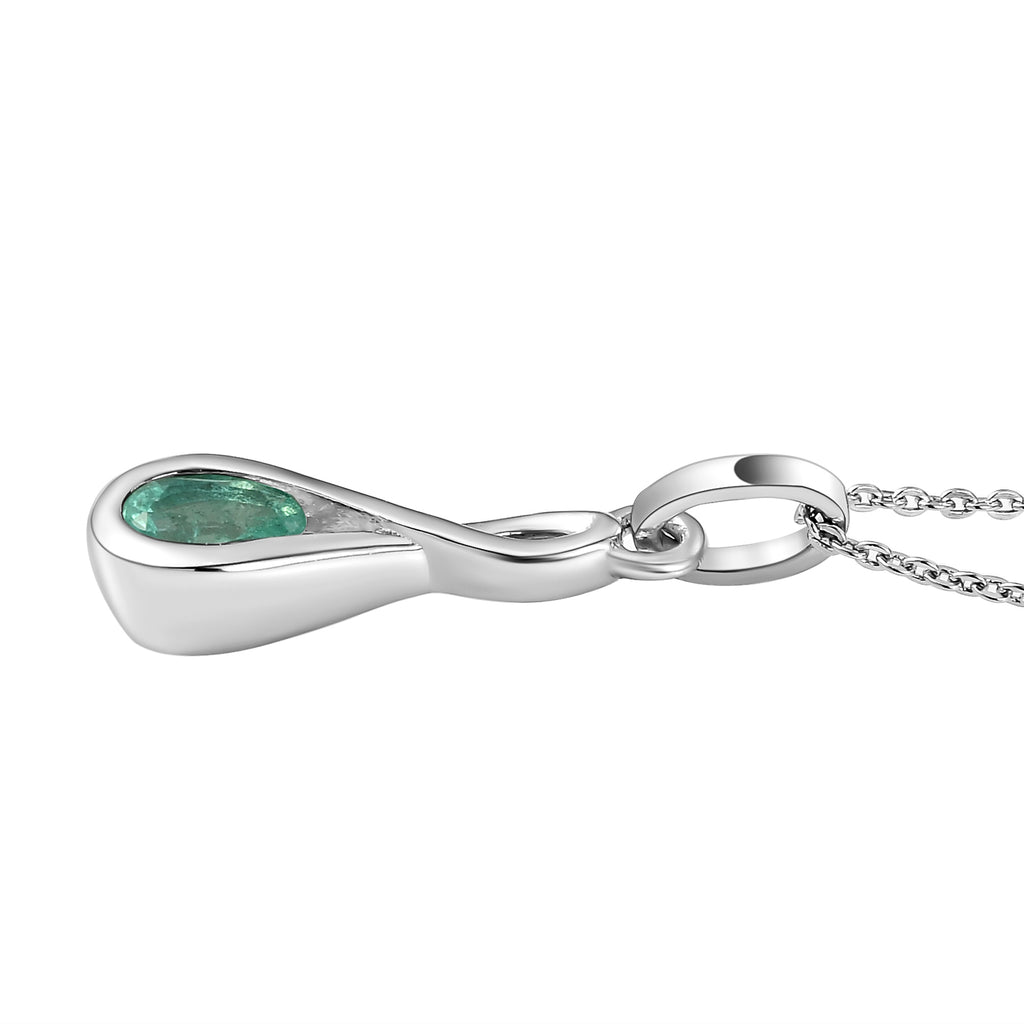 Äthiopischer Smaragd-Anhänger mit Kette, 925 Silber platiniert ca. 0.40 ct