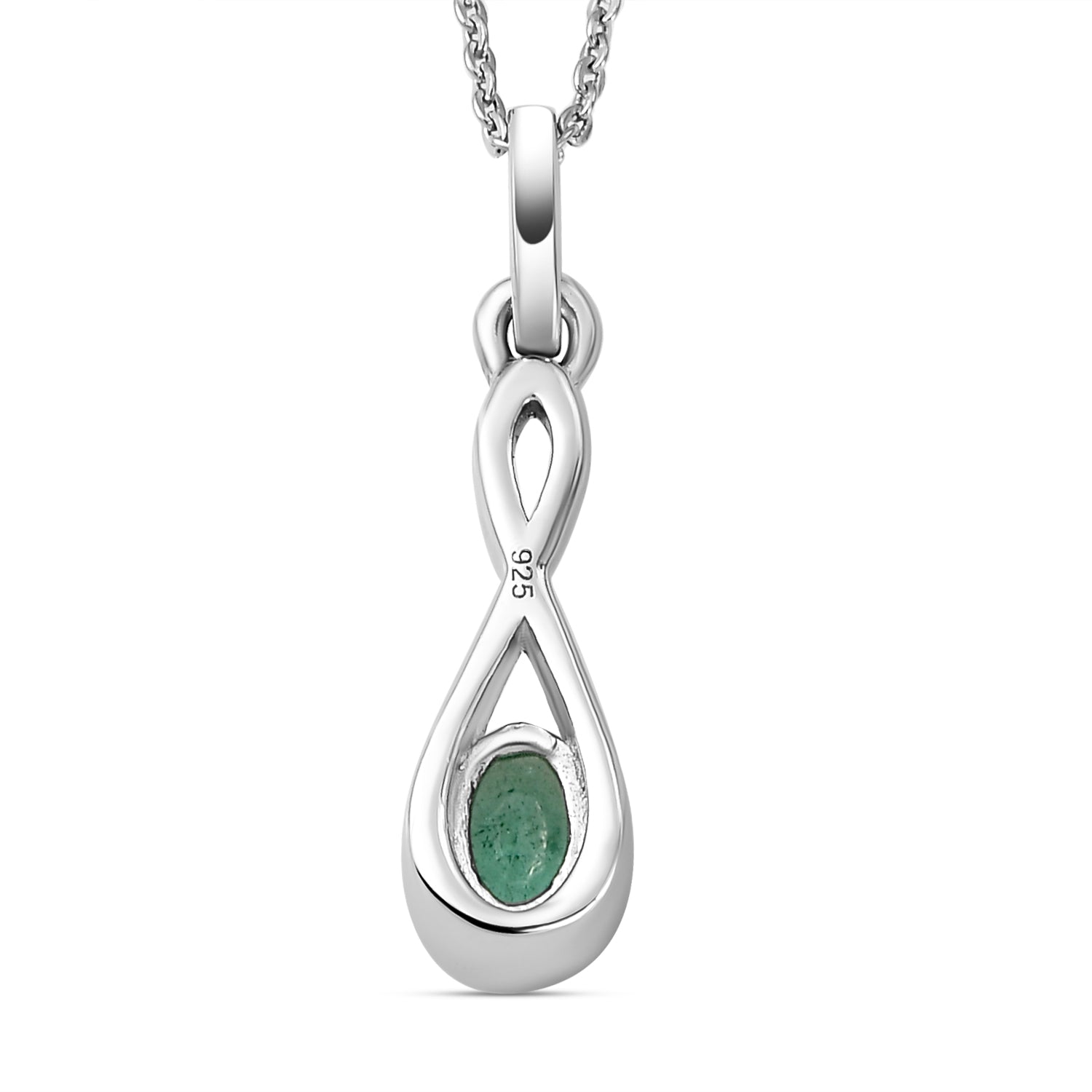 Äthiopischer Smaragd-Anhänger mit Kette, 925 Silber platiniert ca. 0.40 ct