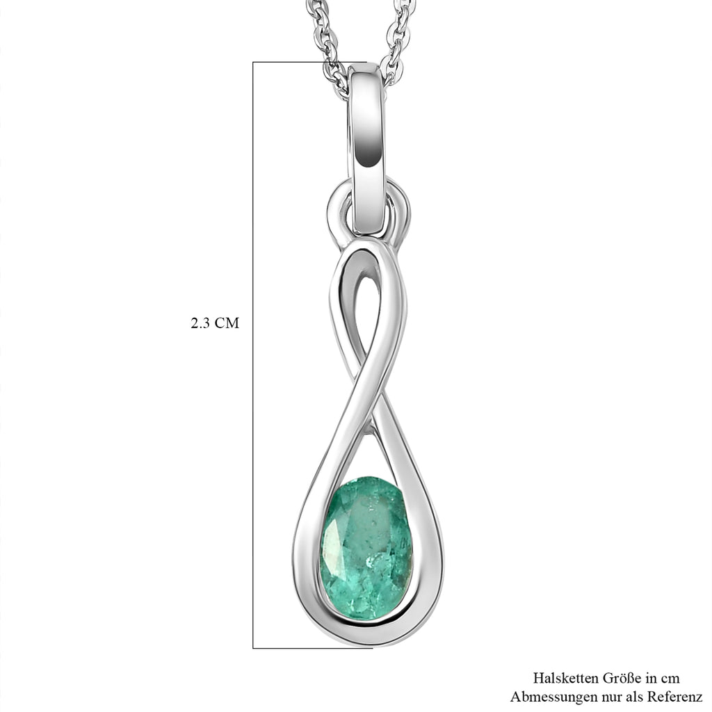 Äthiopischer Smaragd-Anhänger mit Kette, 925 Silber platiniert ca. 0.40 ct