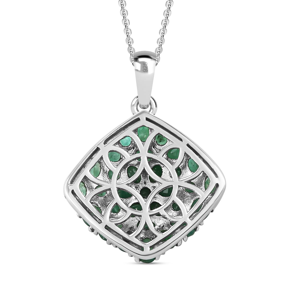 Kagem sambischer Smaragd-Anhänger mit Kette, 925 Silber platiniert ca. 4.47 ct